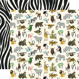 Echo Park:  12x12 Paper - Double-Sided Single Sheet - Animal Safari - Zoo Letters