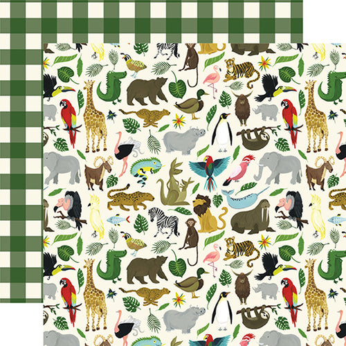 Echo Park:  12x12 Paper - Double-Sided Single Sheet - Animal Safari - It's a Zoo