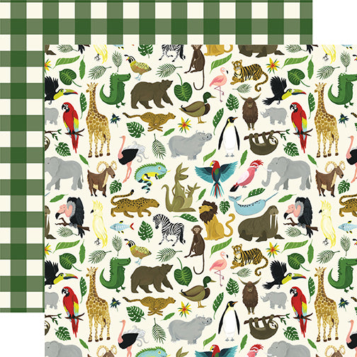Echo Park:  12x12 Paper - Double-Sided Single Sheet - Animal Safari - It's a Zoo