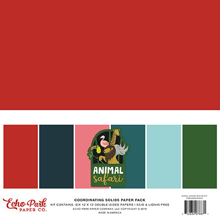 Echo Park:  Coordinating Solids Paper Pack - Animal Safari Solids Kit