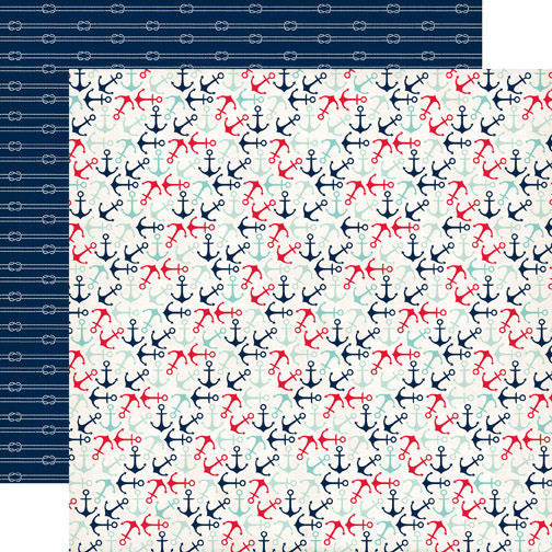 Echo Park:  12x12 Paper - Double-Sided Single Sheet - Ahoy There - Anchors Away