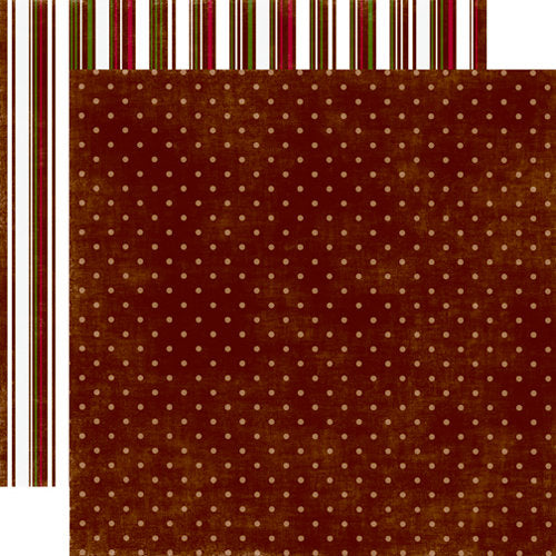 Echo Park:  12x12 Paper - Double-Sided Single Sheet - Christmas Dots & Stripes - Gingerbread Small Dots